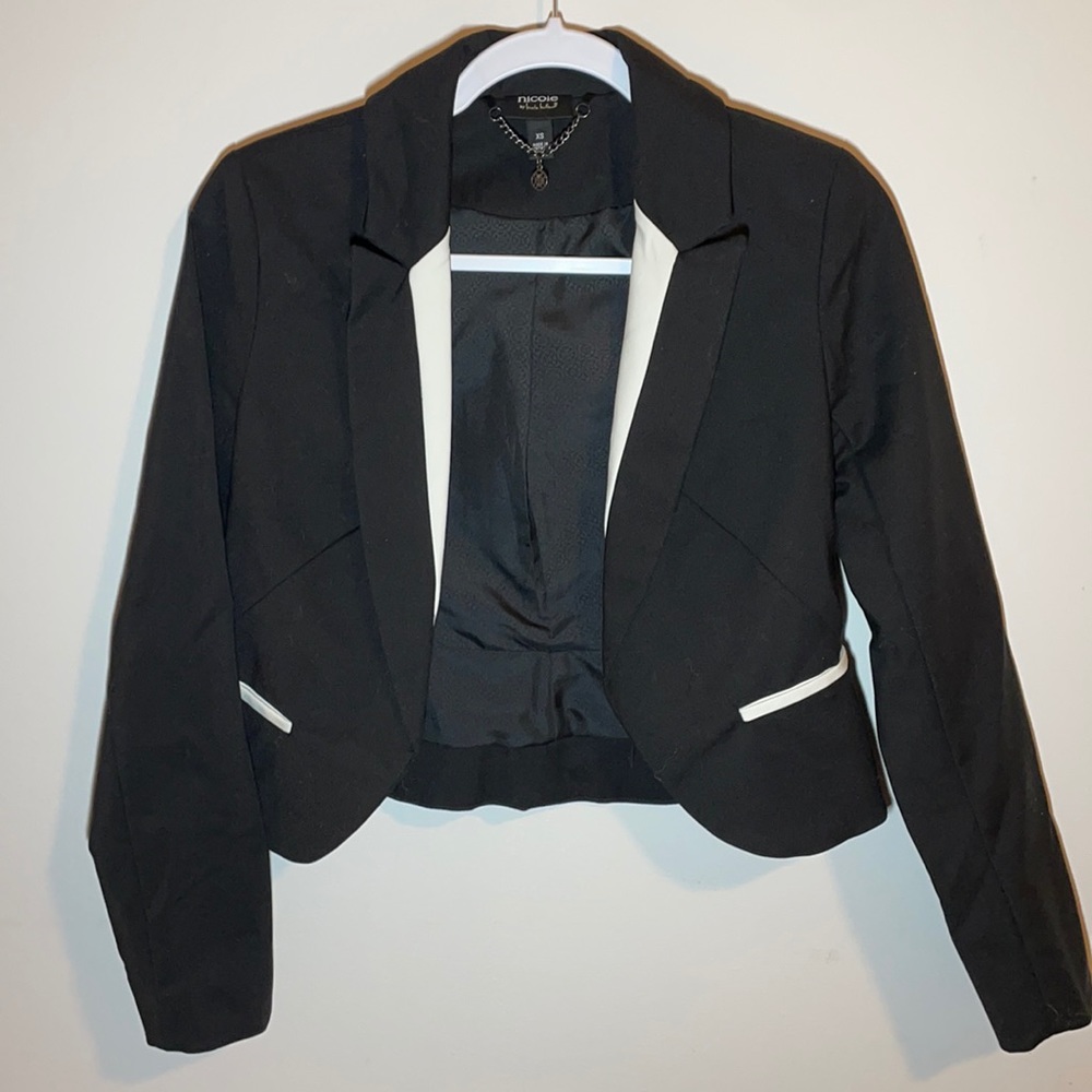 Nicole suit jacket size XS black and white